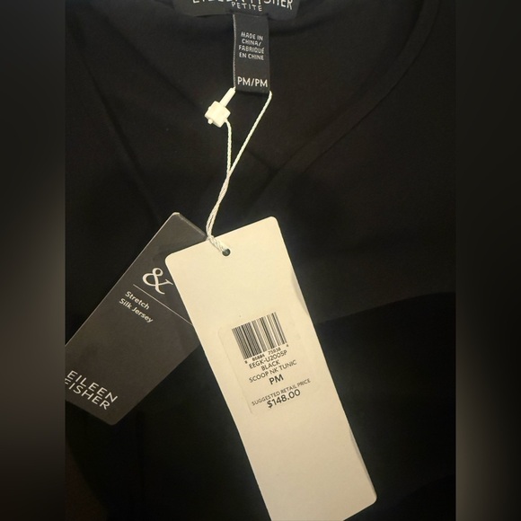 Eileen Fisher Stretch Silk Jersey Scoop Neck Tunic Sz PM - Picture 4 of 5